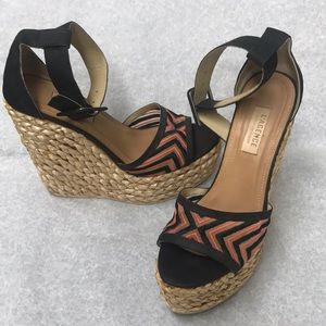 L’AGENCE Black/Orange/Straw Wedges, 8